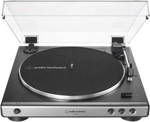 Audio-Technica AT-LP60X-GM Fully Automatic Belt-Drive Stereo Turntable, Gunmetal/Black, Hi-Fi, 2 Speed, Dust Cover, Anti-Resonance, Die-Cast Aluminum Platter