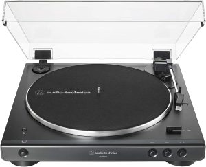 Audio-Technica AT-LP60XBT-BK Fully Automatic Bluetooth Belt-Drive Stereo Turntable, Black, Hi-Fi, 2 Speed, Dust Cover, Anti-Resonance, Die-cast Aluminum Platter