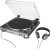 Audio-Technica at-LP60XHP Fully Automatic Belt-Drive Turntable, Gunmetal/Black, Hi-Fidelity, Plays 33-1/3 and 45 RPM Records with ATH-250AV Headphones, 40 mm Drivers