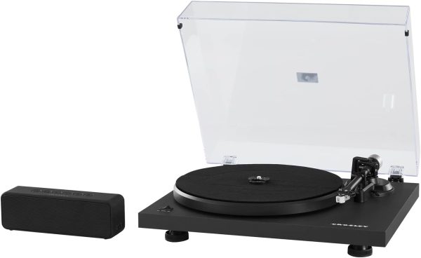 Crosley C-Series Bundle Belt-Drive Bluetooth Turntable Record Player with S-300 Speaker, Black