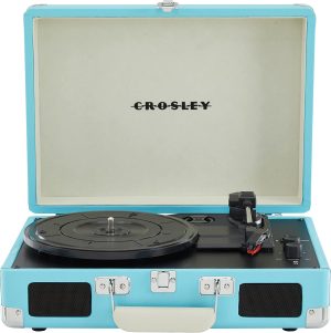 Crosley CR8005F-LT Cruiser Plus Vintage 3-Speed Bluetooth in/Out Suitcase Vinyl Record Player Turntable, Light Tan