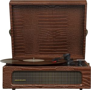 Crosley CR8017B-BK Voyager Vintage Portable Vinyl Record Player Turntable with Bluetooth in/Out and Built-in Speakers, Black