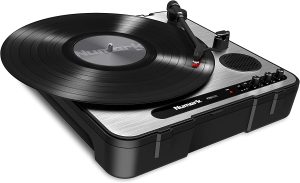 Numark PT01USB - Portable Vinyl Record Player, USB Turntable With Built In Speaker, Power via Battery or AC Adapter, Three Speed RPM Selection for Hi-Fi, Outdoors listening, DJ, Recording