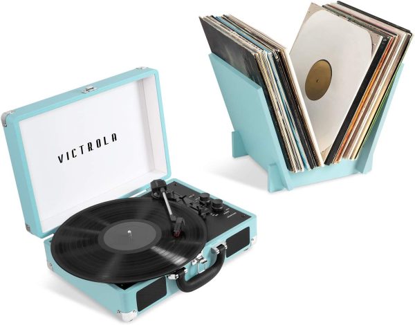 Victrola Journey+ Bluetooth Suitcase Record Player with Matching Record Stand