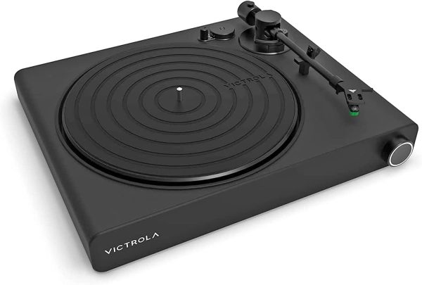 Victrola Stream Onyx Turntable - 33-1/3 & 45 RPM Vinyl Record Player, Works with Sonos Wirelessly, High Precision Magnetic Cartridge, Semi-Automatic, Multiple Connections, Black Matte Finish