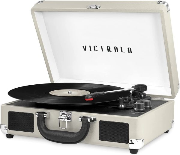 Victrola Vintage 3-Speed Bluetooth Portable Suitcase Record Player with Built-in Speakers | Upgraded Turntable Audio Sound| Includes Extra Stylus | Black, Model Number: VSC-550BT-BK, 1SFA