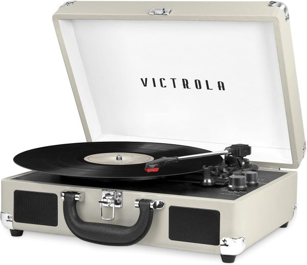 Victrola Vintage 3-Speed Bluetooth Portable Suitcase Record Player with Built-in Speakers | Upgraded Turntable Audio Sound| Includes Extra Stylus | Brown