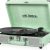 Victrola Vintage 3-Speed Bluetooth Portable Suitcase Record Player with Built-in Speakers | Upgraded Turntable Audio Sound| Includes Extra Stylus | Light Mint Green Linen