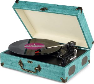 Vinyl Record Player, Belt-Driven Bluetooth Turntable with Built-in Speakers & Magnetic Cartridge,Supports Vinyl to MP3 Function/Phono preamp/AUX-in/RCA Output