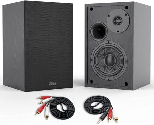 BESTISAN 4 Inch Powered Bookshelf Speakers with Deep Bass, Bluetooth 5.0 Studio Monitor Speakers, 2.0 Neared Field Audio Speakers with 2 RCA Line Input, Set of 2 Black-New Model