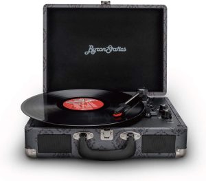 Bluetooth 3-Speed Record Player, ByronStatics Smart Portable Wireless Vinyl Turntable Records Player, Built in Stereo Speakers Suitcase Record Player with Extra Stylus, RCA Line out Aux in - Black