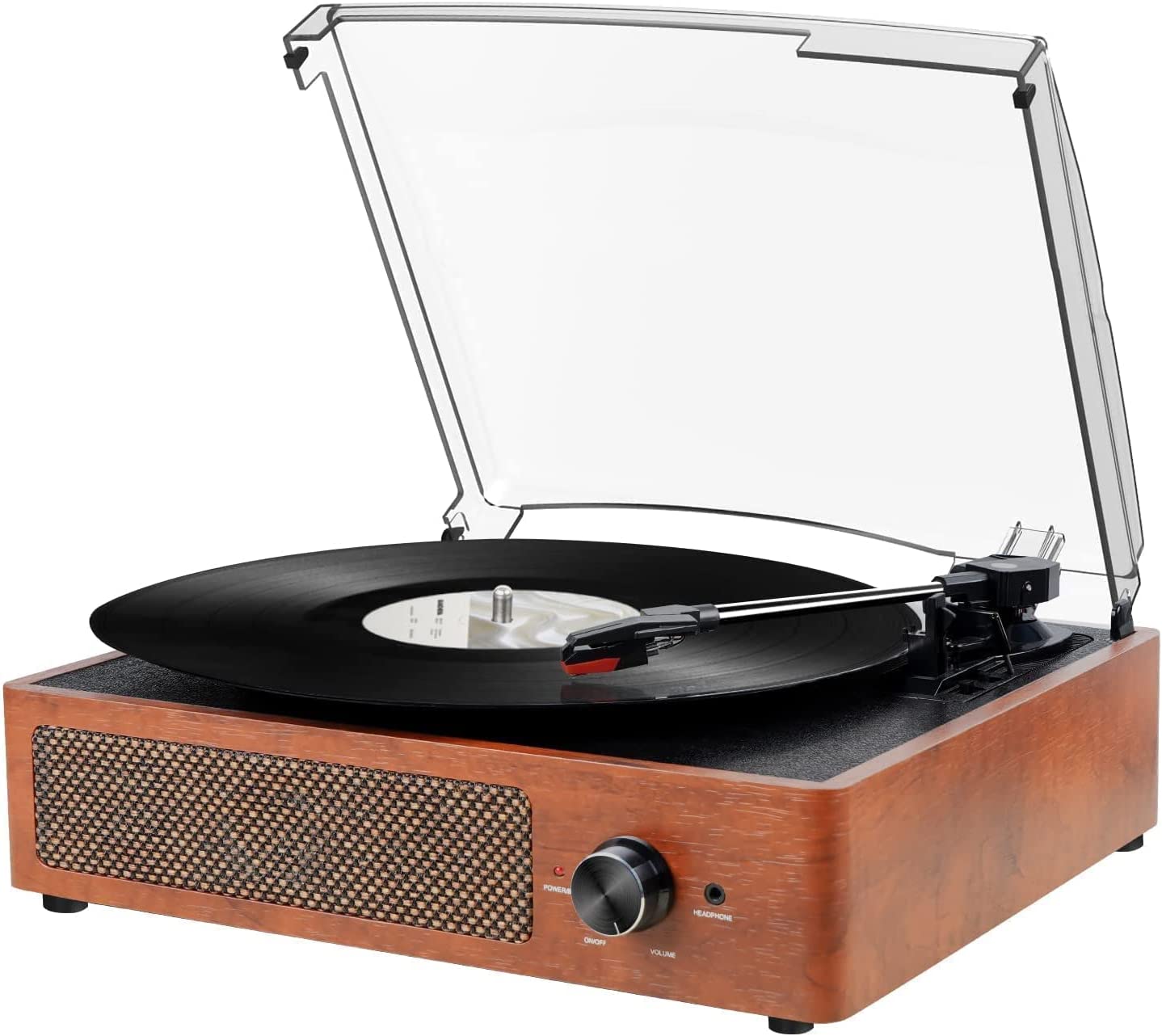 Bluetooth Turntable Vinyl Record Player with Speakers, 3 Speed Belt Driven  Vintage Player for Entertainment AUX in RCA Out - Turntable Players