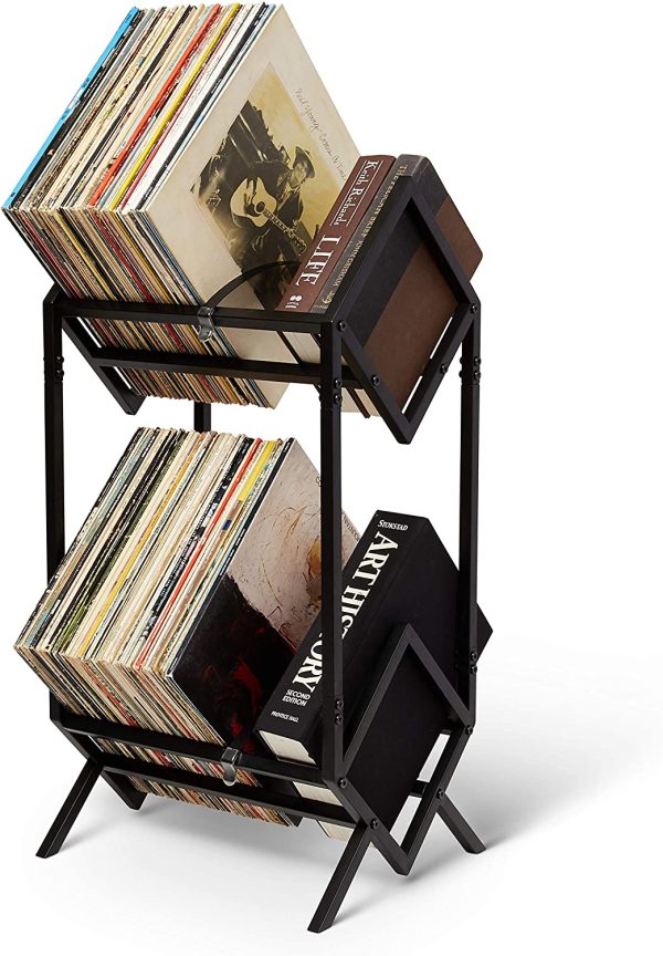 MODERN VINYL Record Holder - Matte Black Metal - 160-200 LP Storage - Simple, Quick Assembly - Vinyl Display, Storage - High-End Design - Protects Vinyl - Organize Albums - Book, Magazine, Files