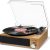 Record Player, FYDEE Bluetooth Turntable with 2 Built-in Stereo Speakers, 3-Speed 33/45/78 RPM LP Vinyl Player, Vintage Vinyl Turntable Player Supports Headphone Jack/Aux Input/RCA Out – Natural Wood