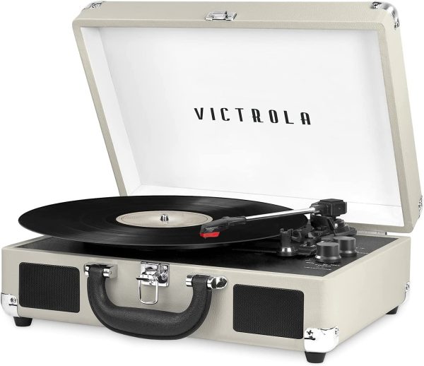 Victrola VSC-500BTC-BLK Vinyl Suitcase Record Player with Cassette, 14 x 11 x 5 inches, Black