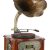 Vintage Classic Retro Phonograph Gramophone Vinyl Report Player Turntable Bluetooth 4.2, 3.5mm Aux-in/USB/FM Radio with Copper Horn