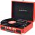 Vinyl Record Player 3 Speeds Turntable Portable Suitcase Vinyl Player with Built-in Stereo Speakers Bluetooth Output & Input RCA Output Aux in Headphone Jack Vintage LP Phonograph Red