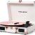 Vinyl Record Player Bluetooth Vintage 3-Speed Portable Suitcase Turntables with Built-in Speakers, Belt-Driven LP Player Support USB Recording AUX-in RCA Line Out Headphone Jack, White