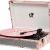 Vinyl Record Player Bluetooth with Built-in Speakers, Vintage Portable Suitcase Turntable 3-Speed with USB Recording Headphone/RCA/AUX Jack for Muisc Record Player Pink Floral