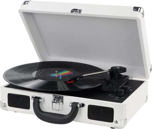 Vinyl Record Player Wireless Turntable Bluetooth 3-Speed Portable Vintage Suitcase with Built-in Speakers, Includes Extra Stylus/RCA Out/AUX IN