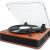 Vosterio Record Player Turntable with Speakers for Vinyl Records, Vintage Bluetooth Direct Drive LP Player with FM Radio, USB, TF Recording, Aux in & LED Display