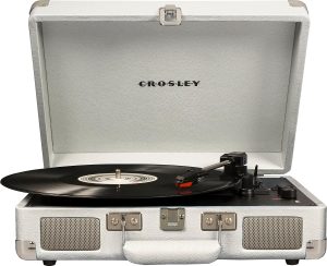 Crosley CR8005F-GW Cruiser Plus Vintage 3-Speed Bluetooth in/Out Suitcase Vinyl Record Player Turntable, Green Watercolor