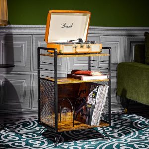 MAWEW Record Player Stand, Turntable Stand with 3-Tier Vinyl Record Storage, Record Player Table for Record Storage, Record Holder for Living Room, Record Stand Up to 200 Albums.