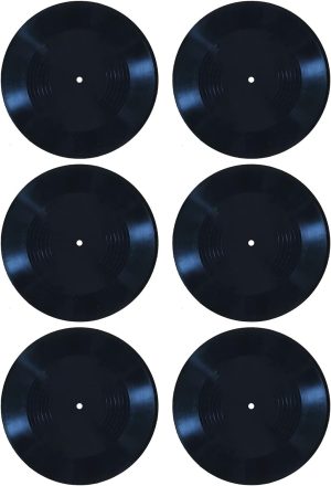 MINI ZOZI 12 inch Black Blank Vinyl Records Fake 6 PCS in 1 Pack for Indie Aesthetic Room Decor or Home Decor on Wall for Bedroom or Living Room Discos Music Studio Hip Hop Decorative…