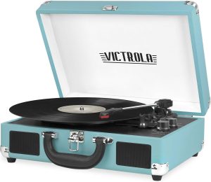 Victrola Vintage 3-Speed Bluetooth Portable Suitcase Record Player with Built-in Speakers | Upgraded Turntable Audio Sound| Includes Extra Stylus | Red, 1SFA (VSC-550BT-RD)