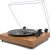 Vintage 3-Speed Turntable Bluetooth Input Record Player Vinyl Record Player with Twin Built-in Stereo Speakers,Auto Stop,RCA Output, Full Size Platter,Acrylic Dust Cover,Black Marble