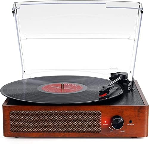 Vinyl Record Player Bluetooth Turntable with 2 Built-in Speakers 3-Speed Vintage LP Player, Support Bluetooth in RCA Out Aux in Headphone Jack