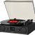 Vinyl Record Player Bluetooth with Speaker Vintage Belt-Drive Turntable for Vinyl Records, 3 Speeds Turntable LP Player with USB Recording, FM Radio, Mute Button, RCA Out, Digital Display, Black