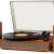Vinyl Record Player with External Speakers, 3 Speed Bluetooth Turntable for Vinyl Records, Vintage Belt Drive Record Player with Stereo Speakers and Auto Stop, RCA Audio Out and Aux-in, Light Wood