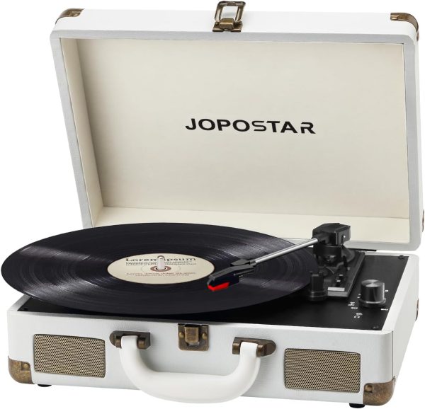 JORLAI Vinyl Record Player, Dual Bluetooth Turntable for Vinyl Records with Built-in Speakers, 3-Speed, Belt Drive Vintage LP Phonograph Support RCA Outputs/Aux Input/AM/FM, Wood