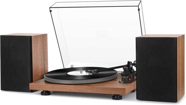 Record Player for Vinyl with 40W Stereo Bookshelf Speakers, Bluetooth Turntable Built-in Phono Preamp and Magnetic Cartridge,Adjustable Counterweight to Avoid Skipping