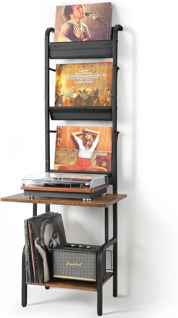 Record Player Stand with Vinyl Storage, Record Player Table with Vinyl Record Storage up to 200 Albums, Turntable Stand with Record Holder Vinyl Display Shelf, Record Player Cabinet Organizer Rack