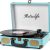 Record Player with Speakers 3-Speed Bluetooth Suitcase Portable Vinyl Record Player Belt-Driven RCA Line Out AUX in Headphone Jack Vinyl Vintage Turntable Blue