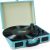 Vinyl Record Player, 3 Speeds Suitcase Portable Record Player with Built-in Speakers, Vintage Belt Driven Turntable with RCA Output/Headphone/Aux in Jack/45 Adapter Blue