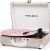Vinyl Record Player Bluetooth Vintage 3-Speed Portable Suitcase Turntables with Built-in Speakers, 33 45 78 RPM Belt-Driven LP Player Support USB Recording AUX-in RCA Out Headphone Jack, Pink Flower