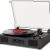 Vinyl Record Player Turntable with Built-in Stereo Speakers, Vintage 3-Speed Turntable for Vinyl Records USB SD Recording with Bluetooth Music Playback, RCA Out and Digital Display, Black