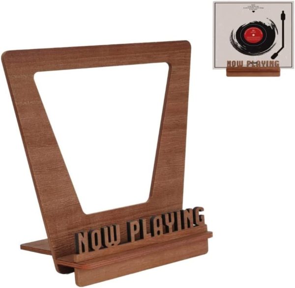 Aikyam Records Now Playing Vinyl Record Stand 3D Retro Holder For Vinyl Records Wood Record Stand Vinyl Gift Ideas Turntable Accessories Album Record Holder LP Vinyl Record Storage Display Stand