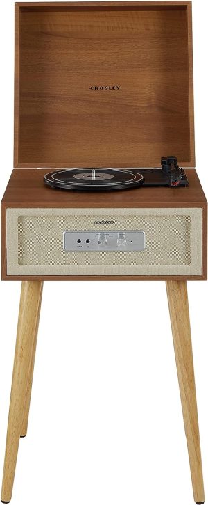 Crosley CR6235A-NA Rohe 3-Speed Bluetooth in/Out Vinyl Record Player Turntable with Built-in Speakers and Detachable Legs, Natural