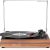 Record Player for Vinyl with External Speakers, Belt-Drive Turntable with Dual Stereo Speakers Vintage Vinyl LP Player Support 3 Speed Wireless AUX Headphone Input Auto Stop Wood Walnut Red