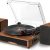 Vinyl Record Player Turntable Bluetooth with 2 Stereo Speakers, Vangoa 3-Speed Belt-Driven Turntables for Vinyl Records Supports AUX-in, RCA Line, USB, Wireless Playback, Brown