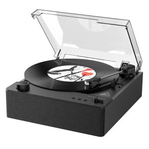 Fully Automatic Record Player Bluetooth, MYKESONIC Belt Drive Vinyl Turntable, Magnetic AT-3600L Cartridge, Bluetooth in & out, Hi-Fi Stereo Speakers, Aux in Headphone, RCA out, Anti-Resonance - Black