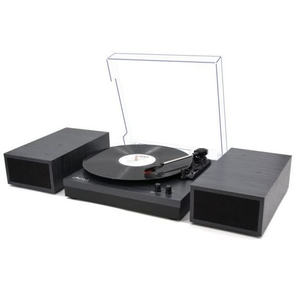 LP&No.1 Wireless Vinyl Record Player with External Speakers, 3-Speed Belt-Drive Turntable for Vinyl Albums with Auto Off and Wireless Input