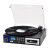 PAREIKO Retro Record Player 3 Speed Belt-Driven Portable Suitcase Turntable with Wireless Bluetooth Built-in Battery Vinyl Player RCA Line Out/AUX in 3.5mm Headphone Jack, Linen