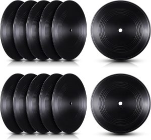 Qunclay 7 Inch CD for Room Decor Blank Vinyl Records for Wall Aesthetic Decoration Fake Records Independent Aesthetics Room Decor DIY Projects (12 Pieces)