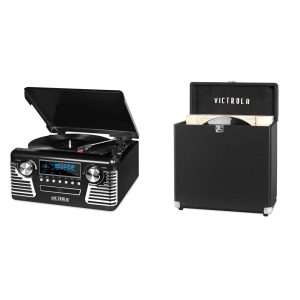 Victrola 50's Retro Bluetooth Record Player & Multimedia Center with Built-in Speakers - 3-Speed Turntable, CD Player, AM/FM Radio | Vinyl to MP3 Recording | Wireless Music Streaming | Teal