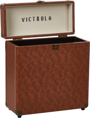 Victrola Vintage Vinyl Record Storage and Carrying Case, Fits all Standard Records - 33 1/3, 45 and 78 RPM, Holds 30 Albums, Perfect for your Treasured Record Collection, Turquoise